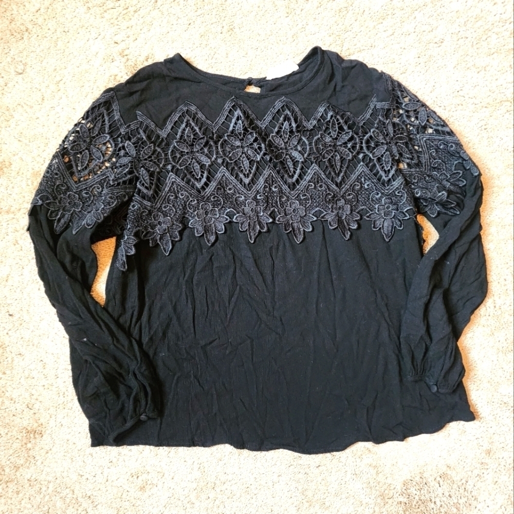 Altar'd State Black Lace Top